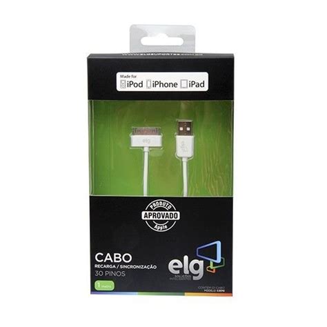 Cabo ELG 30 Pinos X USB Para Apple IPod IPhone IPad 1 Mts Branco