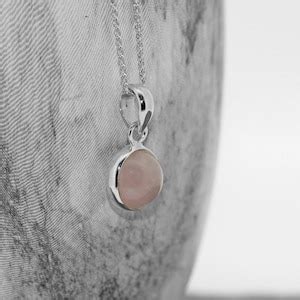 Rose Quartz Necklace Round Rose Quartz Pendant Sterling Silver Rose