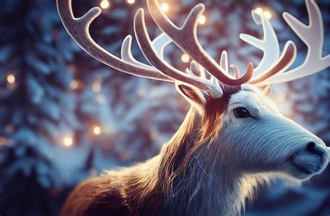 Premium Photo | Reindeer in winter landscape