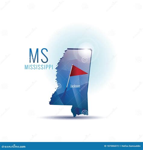 Mississippi Map with Capital City. Vector Illustration Decorative Design Stock Photo - Image of ...