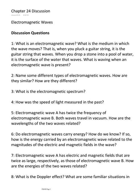 Chapter 24 Electromagnetic Waves Discussion Questions