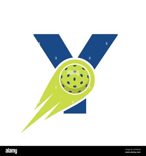 Initial Letter Y Pickleball Logo Concept With Moving Pickleball Symbol