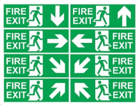 Fire Exit Door Signs With Fire Exit Running Man And Arrow Reflective Stickers at ₹ 580/piece in ...