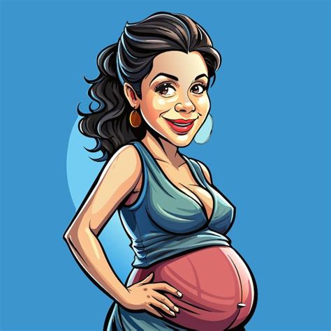 Premium Vector A Drawing Of A Pregnant Woman With A Blue Background