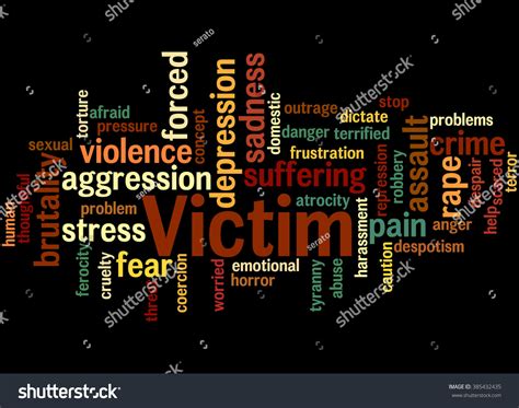 Victim Word Cloud Concept On Black Stock Illustration 385432435