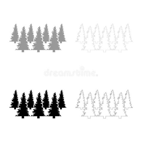 Forest Fir Spruce Set Icon Grey Black Color Vector Illustration Flat