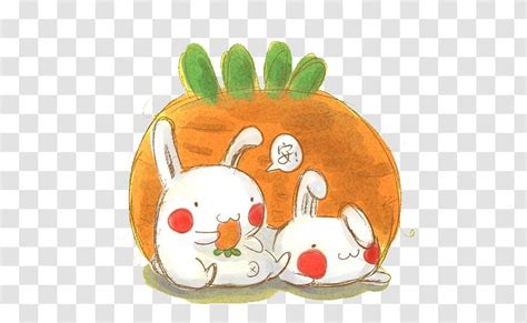 S20 Cartoon Sticker Cute Picture Rabbit Radish Transparent PNG