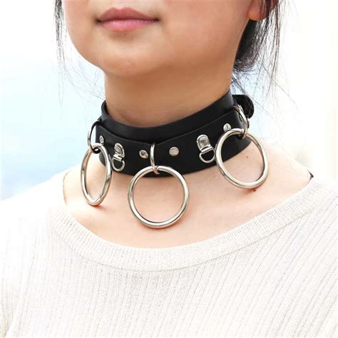 Woman Man Goth Sexy Pu Leather Ring Bondage Slave Collar Neck Fetish