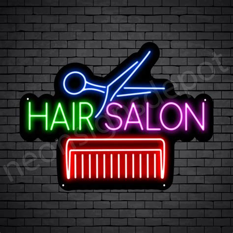 Hair Salon Neon Sign Comb Scissor Hair Salon Neon Signs Depot