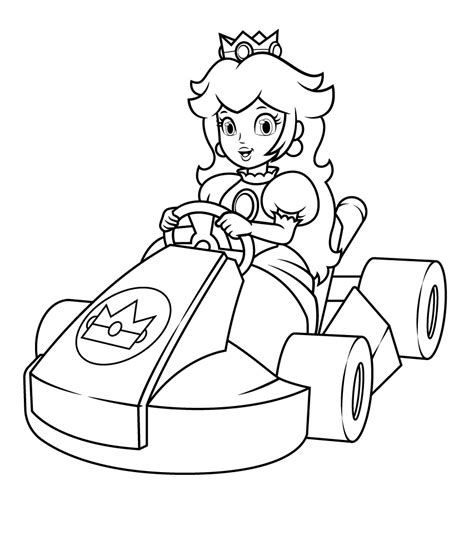 Princess Peach Mario Kart Coloring Page