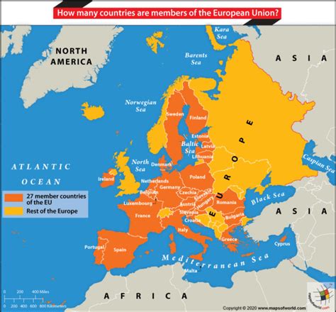 Map Showing Member Countries of the European Union - Answers