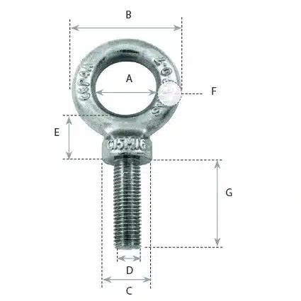 Anneau De Levage Male Tige Longue Corderie Weiss