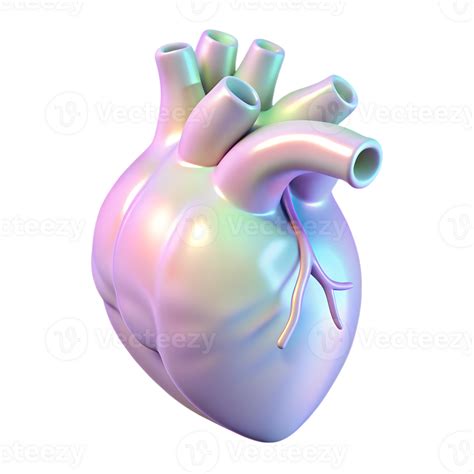 Holographic Human Heart Anatomy With Blood Vessels 3d Icon Isolated On