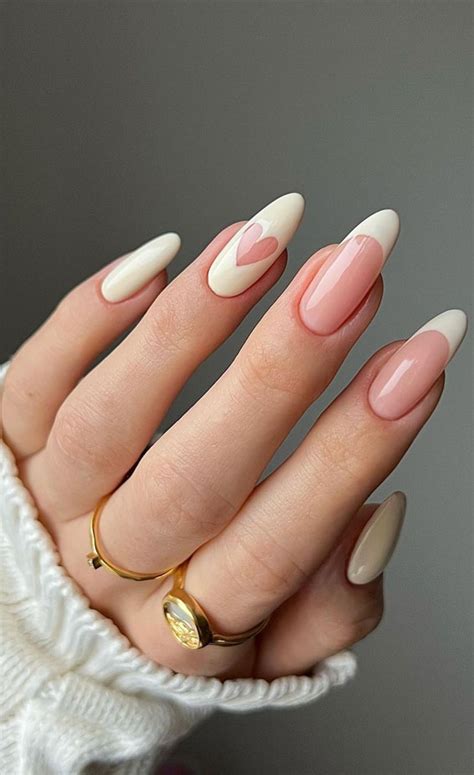 25 Elegant Bliss Captivating Wedding Nail Designs French Heart Cut