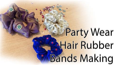 How To Make Party Wear Hair Rubber Bands At Home Diy Hair Band From Clothes Youtube