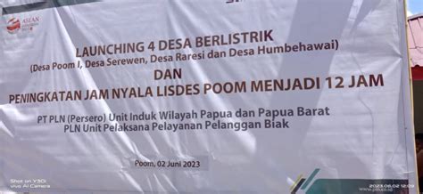 Di Poom Pj Bupati Resmikan Listrik Masuk Desa Kepulauan Yapen