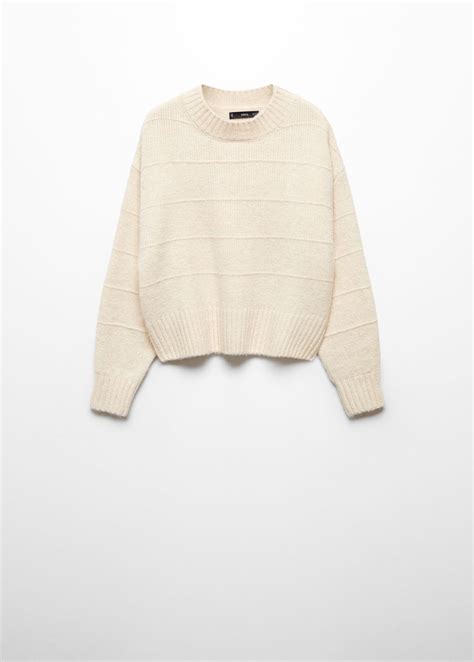 Mango Sweater With Decorative Seam In Beige Endource