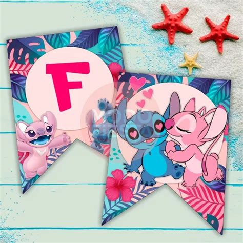 Banderines Cumplea Os Personalizados Stich Y Angel En Venta En Lan S Bs