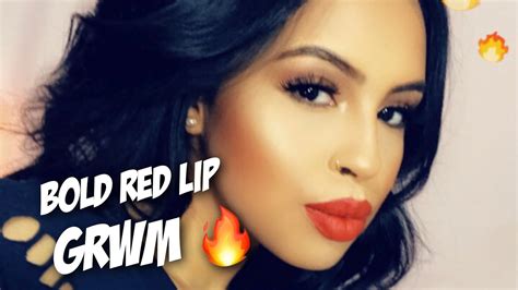 Bold Red Lip Grwm Hollasantanaglam Youtube