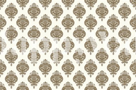 Elegant Damask Design on White Wallpaper | Happywall