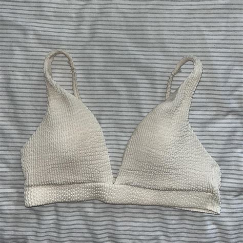 Primark Cream Ribbed Bikini Top White Square Neck Depop