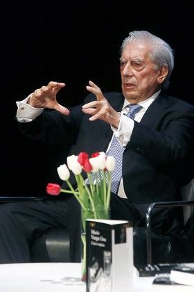 Peruvian Writer Mario Vargas Llosa Gestures Editorial Stock Photo