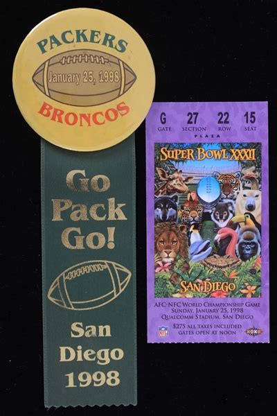 Lot Detail 1998 Denver Broncos Green Bay Packers Super Bowl XXXII