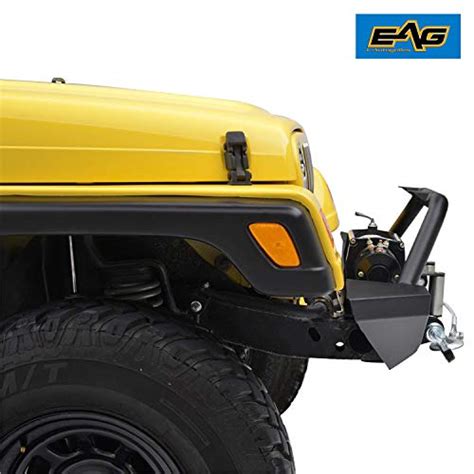 Eag Steel Front Bumper With Winch Plate Black Textured Fit For