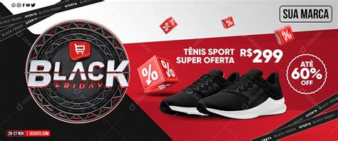 Social Media Black Friday Banner Loja Tênis Esporte PSD Editável