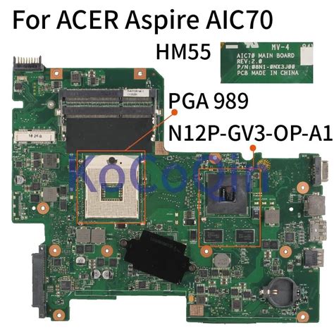 Placa base para portátil Acer Aspire 7739 7739G 7739ZG HM55 PGA 989