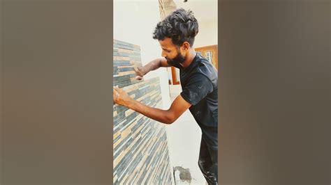 Aise lgaye diwar pe tile #tilesofindia #homeimprovement #tiles #shorts ...