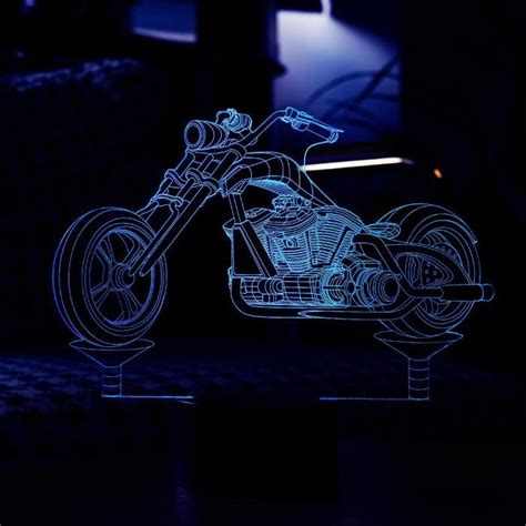 Veilleuse Enfant Décoration Moto LED Illusions 3D Lampe Lumière Garçon