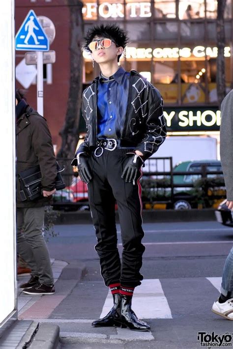 Harajuku Guy In Studded Leather Jacket Is Pants Tokyo Fashion