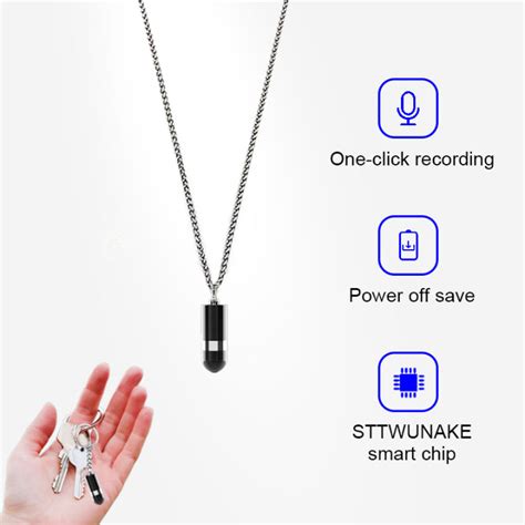 Sttwunake Mini Voice Recorder Necklace Voice Recorder Digital Recording