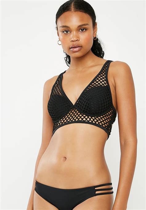 Open Mesh Underwire Bikini Top Black New Look Bikinis Superbalist