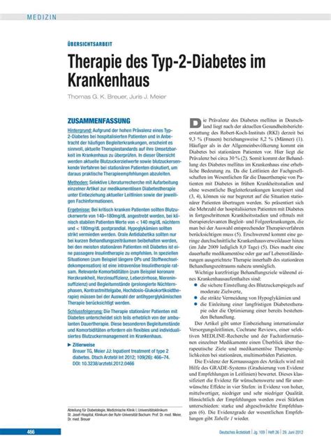 Therapie Des Typ 2 Diabetes Im Krankenhaus