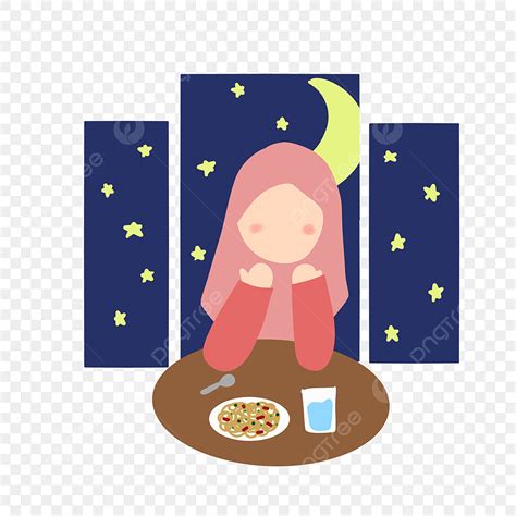 Gambar Muslimah Makan Sahur Ramadhan Kareem Sahur Memakan Png