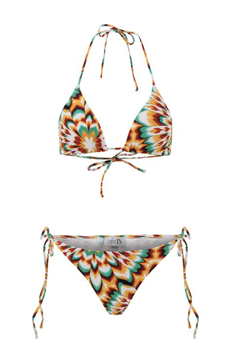 Deniz Kabuğu Desenli Straplez Bikini Takım