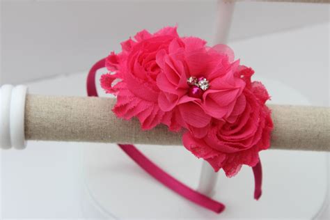 Hot Pink Headband Pink Flower Girl Headband Hot Pink Wedding