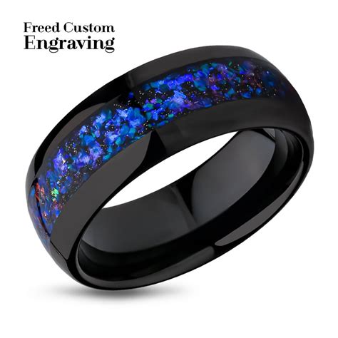 Galaxy Opal Wedding Ring8mm Wedding Ringunique Tungsten Etsy