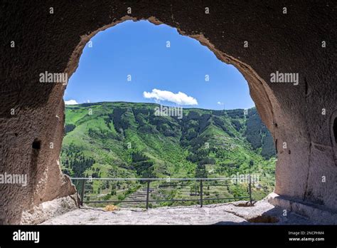 View Of Lush Green Kura River Valley In Georgia From Vardzia Cave