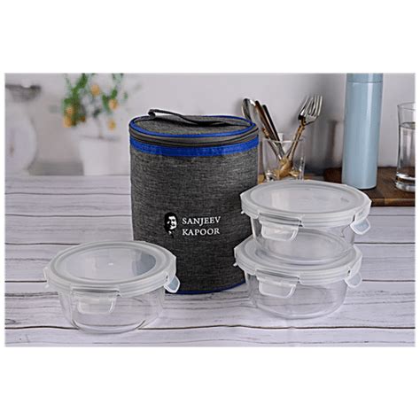 Buy Sanjeev Kapoor Boston Lunch Box Round Transparent Plain Leak