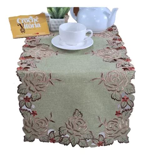 Caminho De Mesa Guippir Bordado Renda 90cm Holanda Flor Luxo