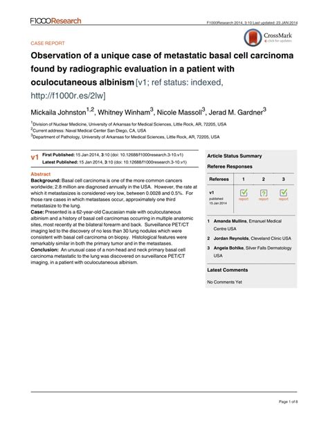 Pdf Observation Of A Unique Case Of Metastatic Basal Cell Carcinoma Found By Radiographic