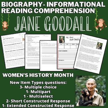 Jane Goodall Biography Reading Passage Women S History Month Tpt