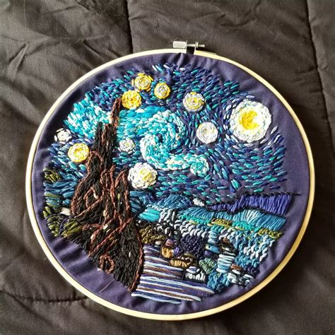 Vincent Van Gogh Starry Night Embroidery Art Gallery Posted By