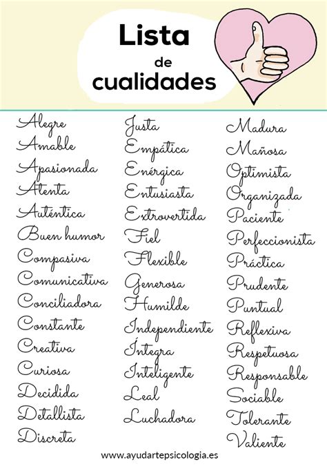 Lista De Cualidades De Una Persona