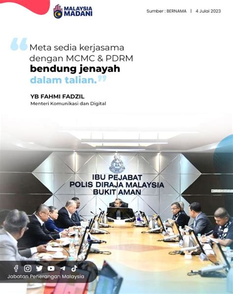 META SEDIA KERJASAMA DENGAN MCMC PDRM BENDUNG JENAYAH DALAM TALIAN