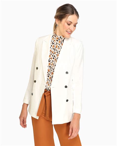 Riachuelo Blazer Feminino Alongado Malha Liso Branco AK By Riachuelo