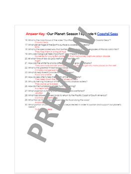 Our Planet S E Coastal Seas Movie Worksheet With Key By Reches Resources